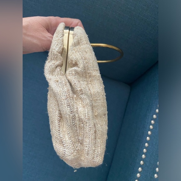 Vintage Tweed Gold Framed Top Handle Tan/Creams Handbag - Picture 7 of 14